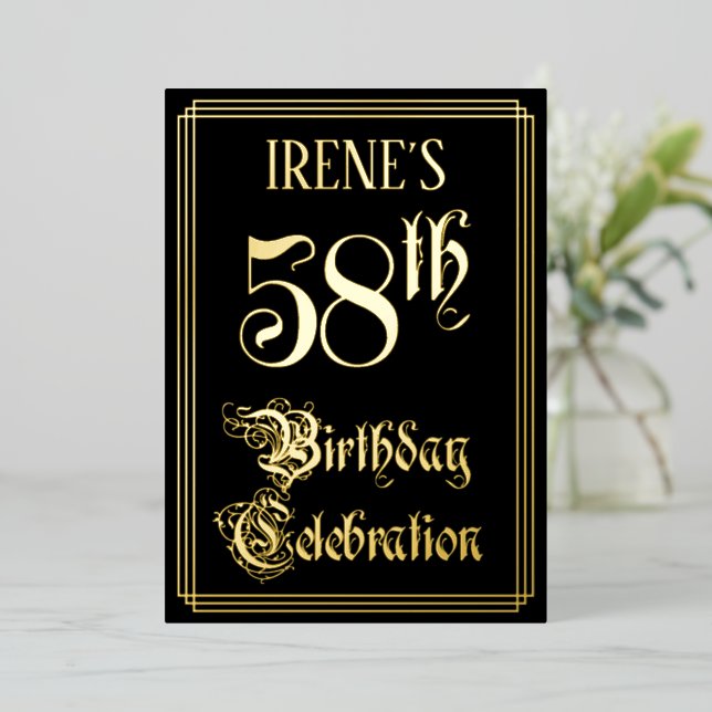 58. Geburtstagsparty - Extravagantes Drehbuch und  Folieneinladung (Stehend vorne)