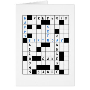 58e anniversaire, Crossword Puzzle carte d'anniver