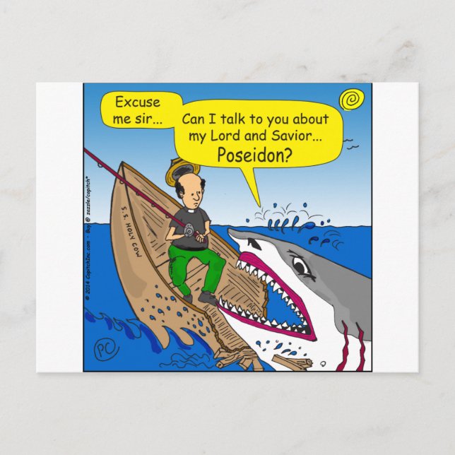 595 Poseidon cartoon Postkarte (Vorderseite)