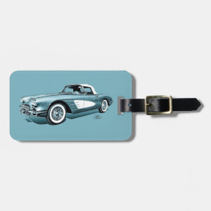 59 Corvette Blue Background Gepäckanhänger