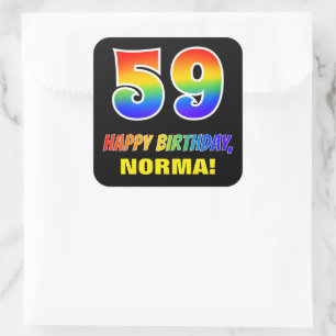 59. Geburtstag: Bold, Fun, Simple, Rainbow 59 Quadratischer Aufkleber