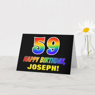59. Geburtstag: Bold, Lustig, Einfach, Regenbogen Karte