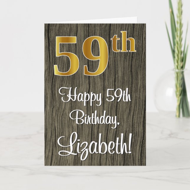 59. Geburtstag: Elegante Imitate Gold Look #, Imit Karte (Vorderseite)
