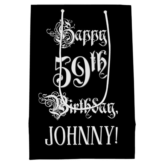 59. Geburtstag: Extravagant, Elegantes Script + In Mittlere Geschenktüte (Rückseite)
