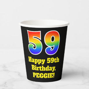 59. Geburtstag: Farbenfroh, Spaß, Spannung, Regenb Pappbecher