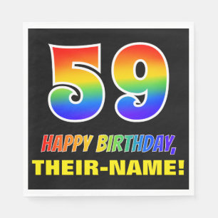 59. Geburtstag: kühl, Spaß, einfach, Regenbogen Serviette