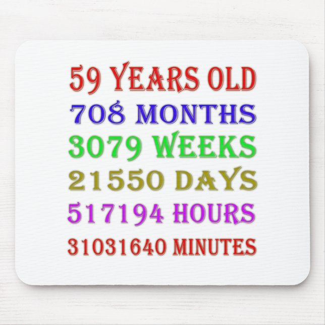 59. Geburtstag - Meilensteine Mousepad (Vorne)