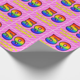 59. Geburtstag: Rosa Streifen & Herz, Regenbogen # Geschenkpapier