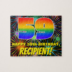 59. Geburtstag: Spaß, bunte feierliche Feuerwerke