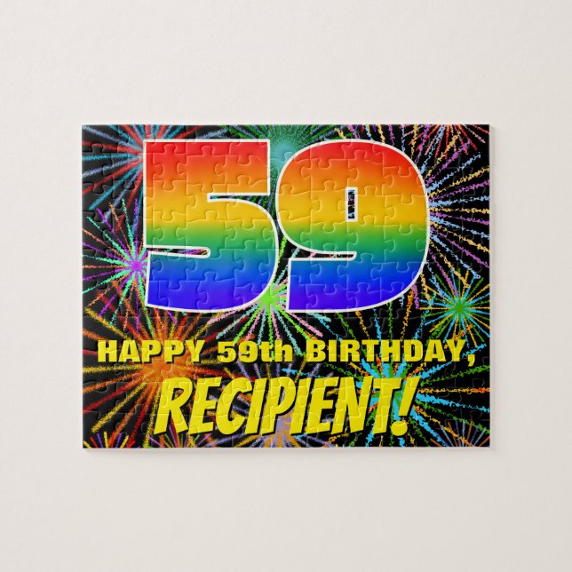 59. Geburtstag: Spaß, bunte feierliche Feuerwerke (Horizontal)
