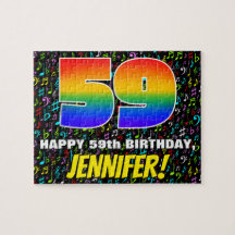 59. Geburtstag — Spaß, bunte Musiksymbole & "59"