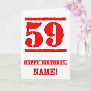 59. Geburtstag: Spaß, Red Rubber Briefmarke Inspir Karte