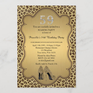 59. Geburtstagsparty 59. Cheetah High Heels Shoes Einladung