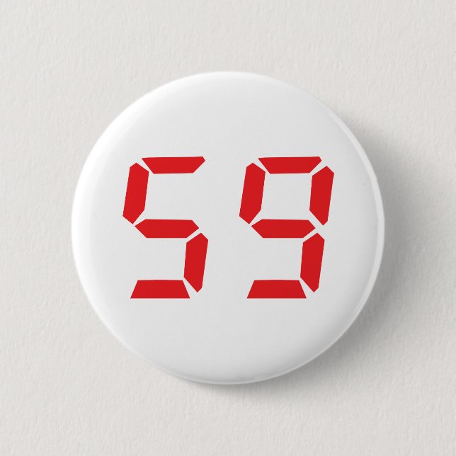 59 neunundfünfzig digitale Zahl des Rot-Weckers Button (Vorderseite)