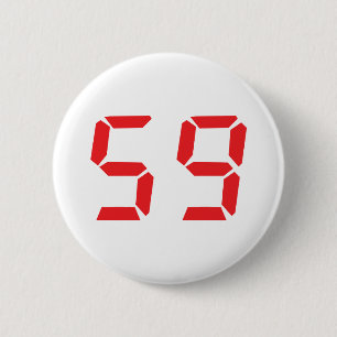 59 neunundfünfzig digitale Zahl des Rot-Weckers Button