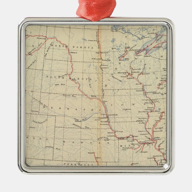 59 schiffbare Flüsse, Wege 1890 Ornament Aus Metall (Vorne)
