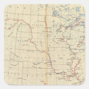 59 schiffbare Flüsse, Wege 1890 Quadratischer Aufkleber