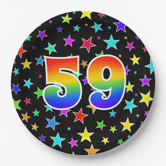 59. Veranstaltung: Bold, Fun, Colorful Rainbow 59 Pappteller (Vorderseite)