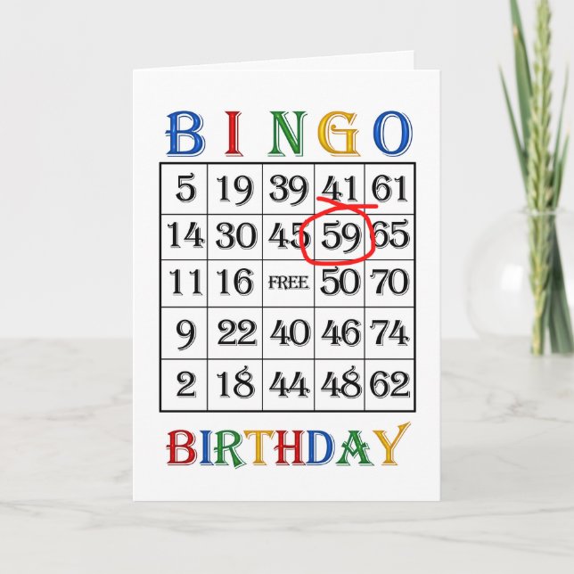 59e anniversaire Carte de Bingo (Devant)
