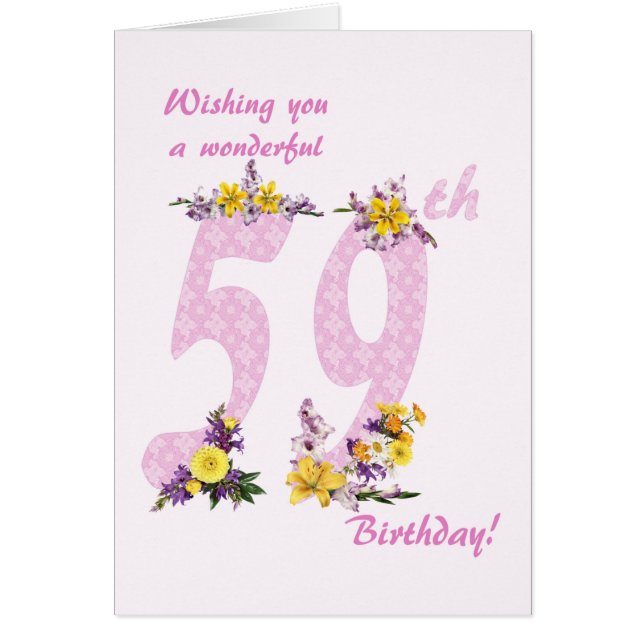 59e anniversaire Fleur Nombre décoré (Devant)