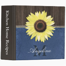 Classeur de recette Rustic Sunflower Blue Country