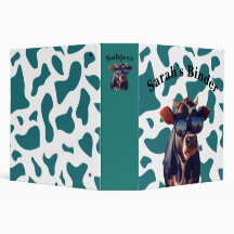 Turquoise Vache Imprimer Classeur personnalisé 2"
