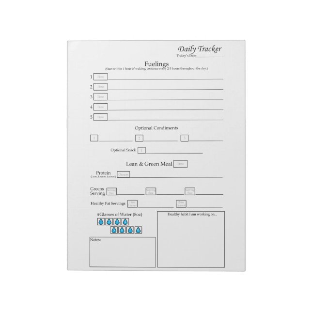 5 - 1 Daily Food Tracker Notizblock (Rotiert)