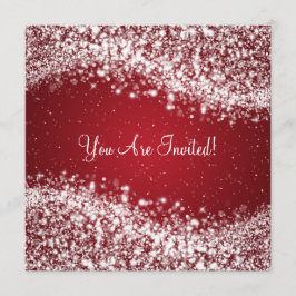 5,25" Elegant Wedding Sparkling Wave Red Einladung