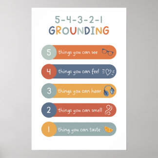 5-4-3-2-1 Erdungstechnik Boho Klassenzimmer Poster