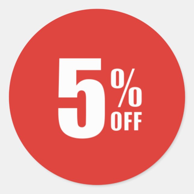 5 % 5 % Rabatt auf den Verkaufsticker Runder Aufkleber (Vorderseite)