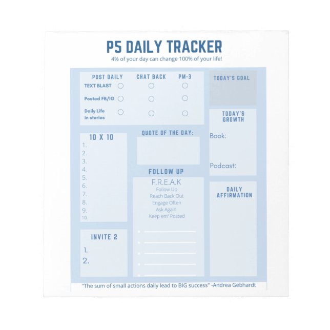 5,5" x 6" Notepad - 40 Seiten Notizblock (Vorderseite)