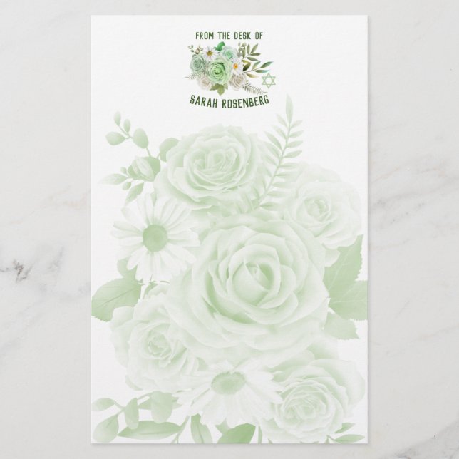 5,5" x 8,5" Papier - Grüne Rose (Vorderseite)