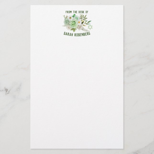 5,5" x 8,5" Papier - Grüne Rose (Vorderseite)