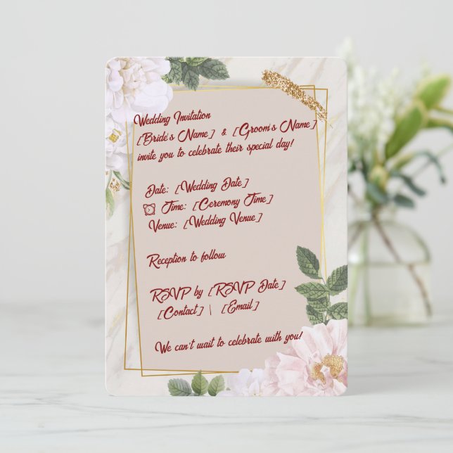5" * 7" Einladungskarte für Hochzeiten (Stehend Vorderseite)