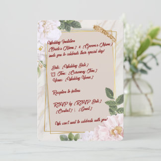 5" * 7" Einladungskarte für Hochzeiten