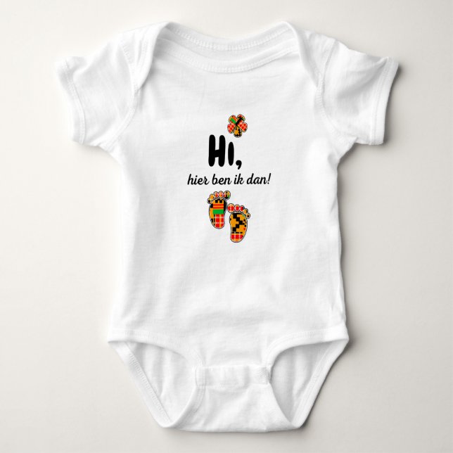 #5 African print Baby Bodysuit - Hierb ben ik Strampler (Vorderseite)