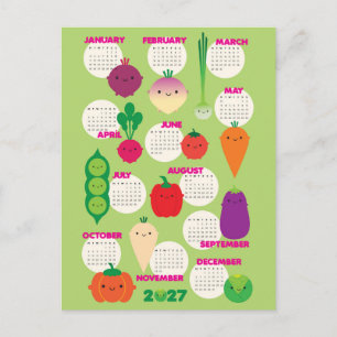 5 am Tag Kawaii-Gemüse 2027 Kalender Postkarte