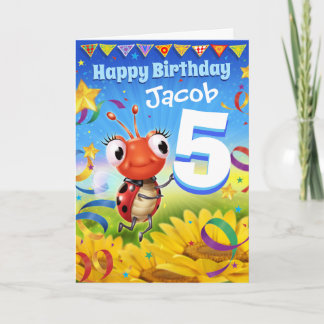 5 ans Carte d'anniversaire personnalisée Gamme Lit