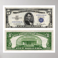 5 $ Banknote, Silberzertifikat, Serie von 1953