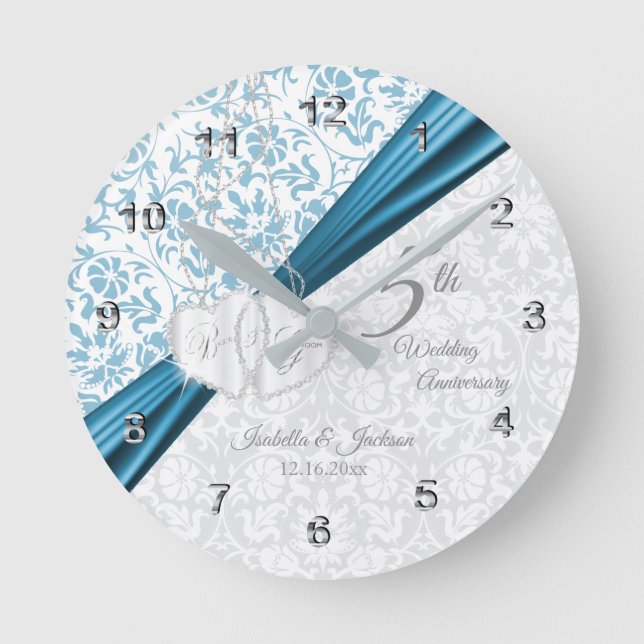 5. Blue Wedding Anniversary Keepake Runde Wanduhr (Vorderseite)