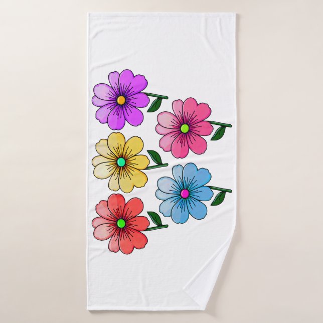 5 Blume Design Badehandtuch (Badehandtuch)