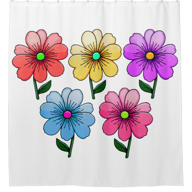 5 Blume Design Duschvorhang (Vorderseite)