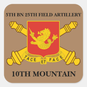 5. BN-25. FELD-ARTILLERIE-10. GEBIRGSaufkleber Quadratischer Aufkleber