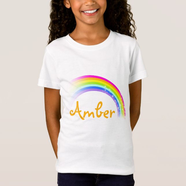 5 Buchstaben Name Regenbogen Amber Mädchen top (Vorderseite)