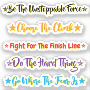 5 Challenge-Zitate   Motivierend & Inspirierend Aufkleber