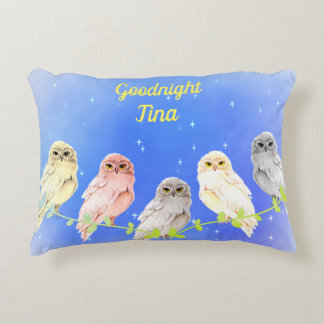 5 Chouettes de couleur pastel Accent Coussin