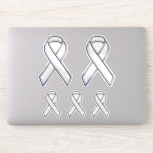 5 Chrome Style Druck Weiße Schleife Bewusstsein Aufkleber
