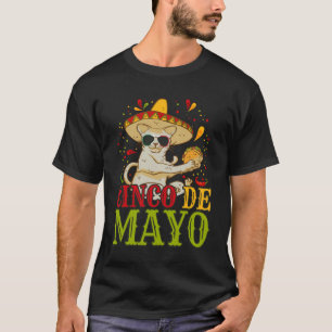 5 Cinco de Mayo Cat mit mexikanischem Hut und Taco T-Shirt