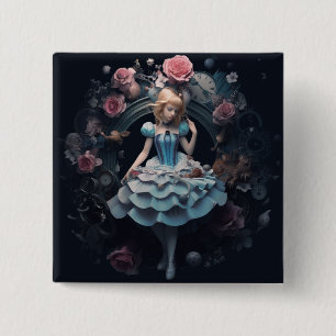 5 Cm Alice au pays des merveilles Badge Carré 15cm