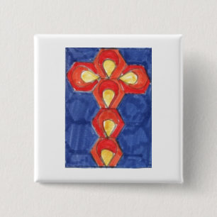 5 Cm Badge Carré Cross Motif
